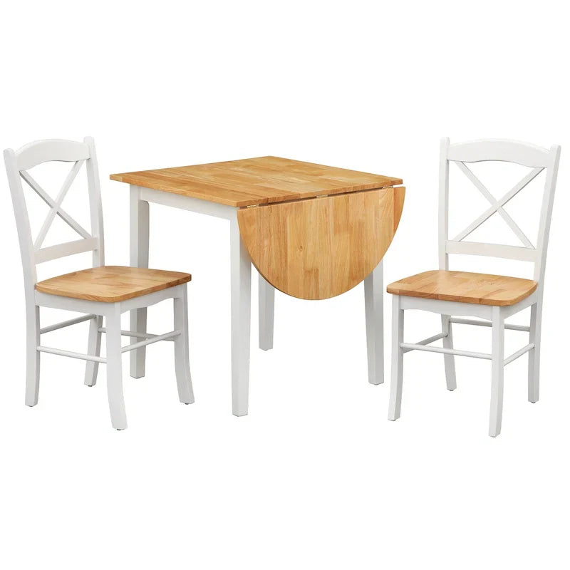 Ensemble de salle à manger 3 pièces avec table à rallonges style cottage rustique