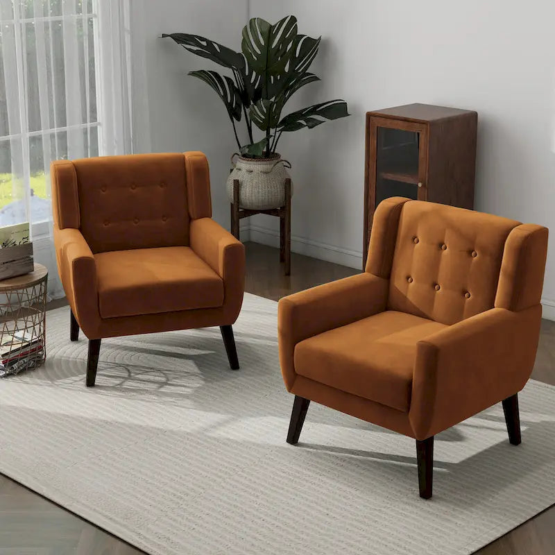 Lot de 2 fauteuils de salon en velours avec accoudoirs