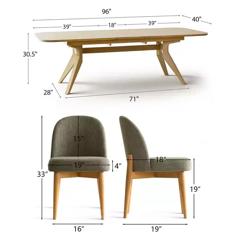 Ensemble de salle à manger 9 pièces pour 8 personnes, table à tréteaux extensible avec chaises rembourrées aux pieds en bois massif-Panipeachy