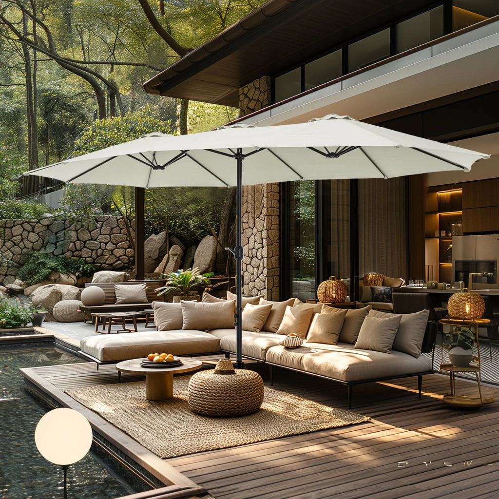 MAISON ARTS Grand Parasol Double Face de 4,5 m avec Base Incluse pour Patio