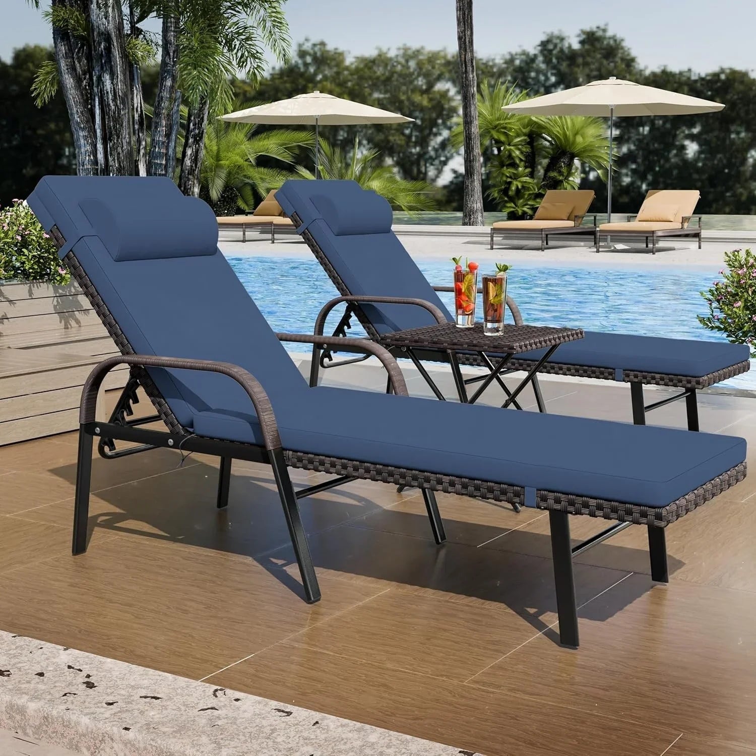 Ensemble de 3 chaises longues d'extérieur Kullavik