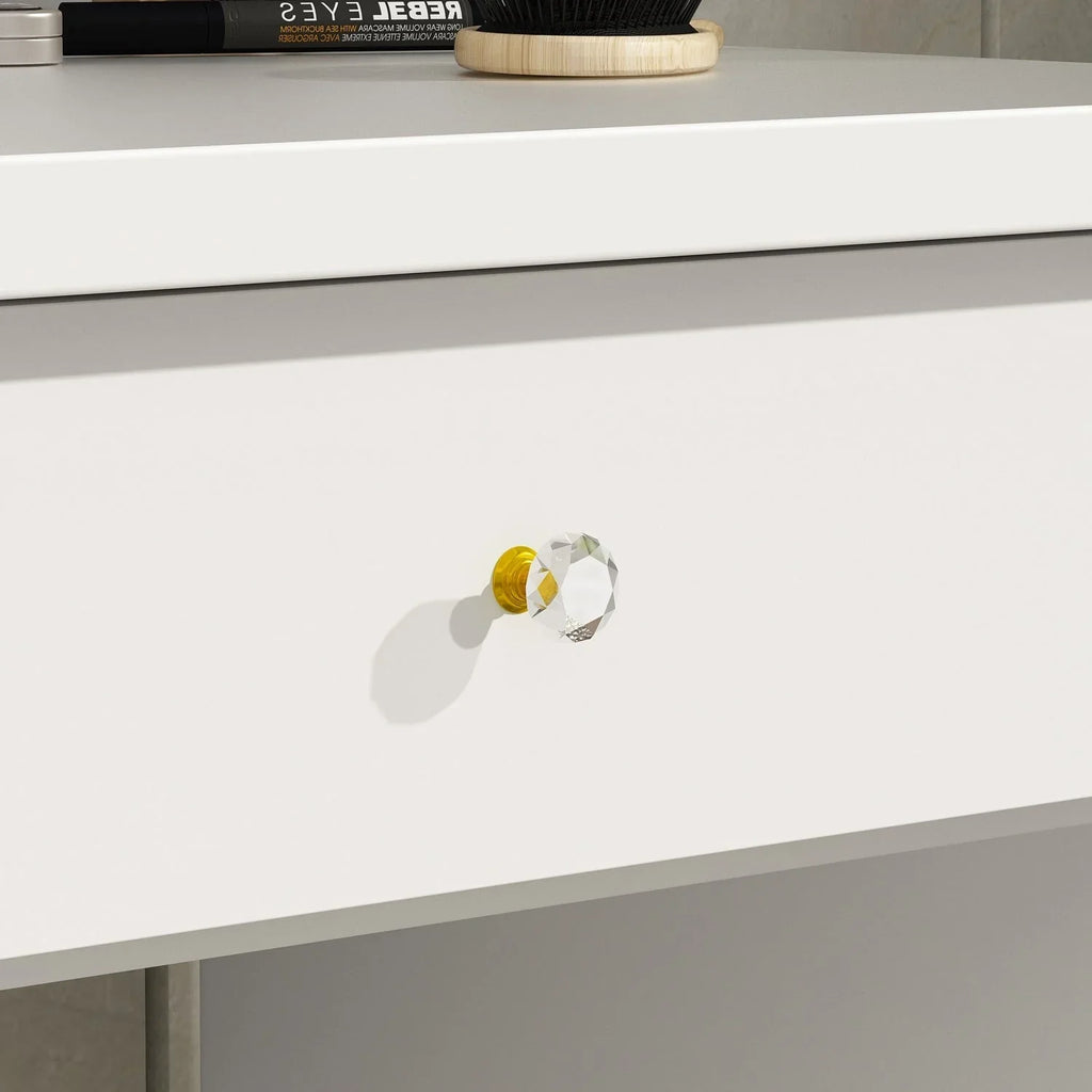 Coiffeuse avec miroir LED intégré et tabouret