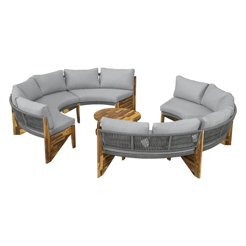 Ensemble de jardin 6 places avec coussins et 1 table basse