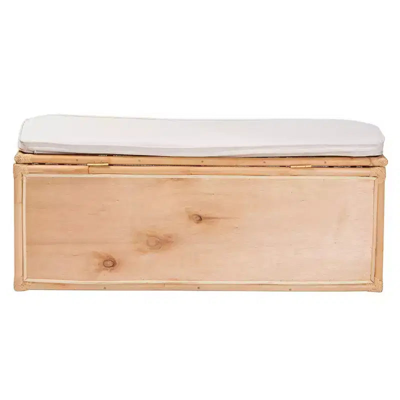 Banc de rangement bali & pari Ishana en rotin naturel Naturel/Blanc : Polyester rembourré, cadre en contreplaqué, aucun assemblage requis