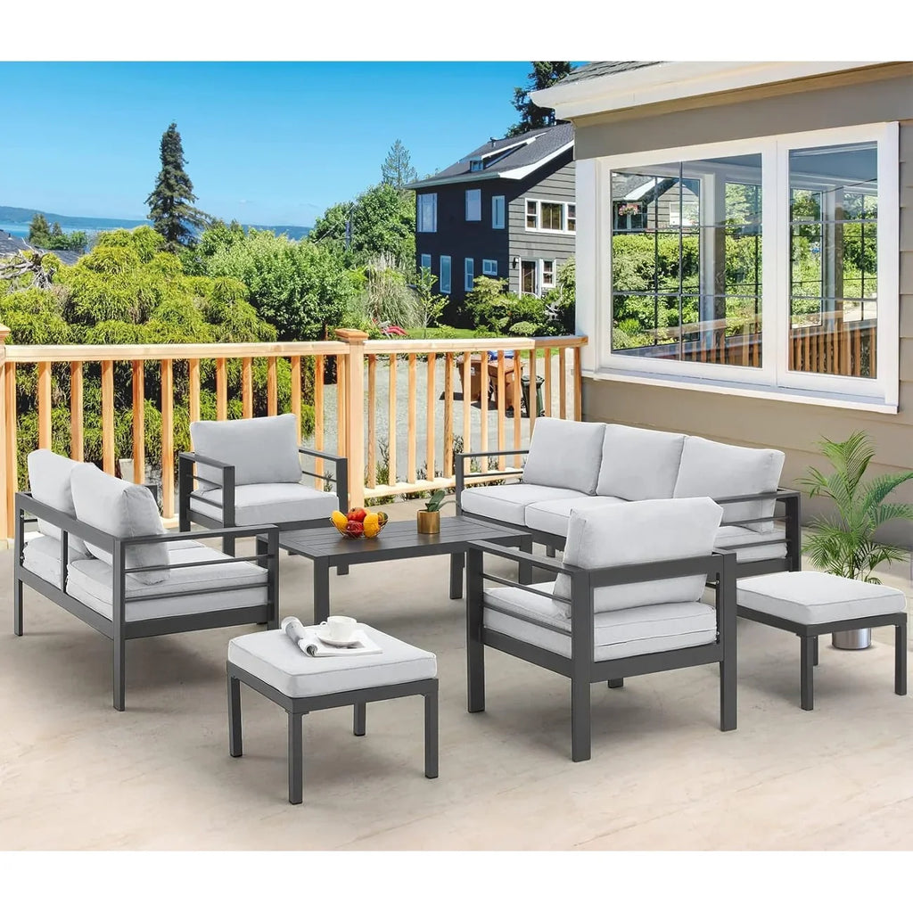 AECOJOY Ensemble de 7 Meubles de Jardin en Aluminium pour Extérieur