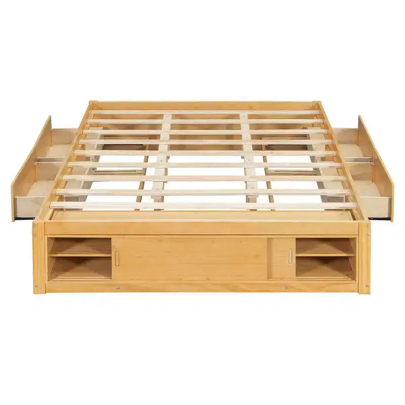Cadre de lit plateforme Whisen Queen avec 4 tiroirs de rangement et rangement dans le pied de lit
