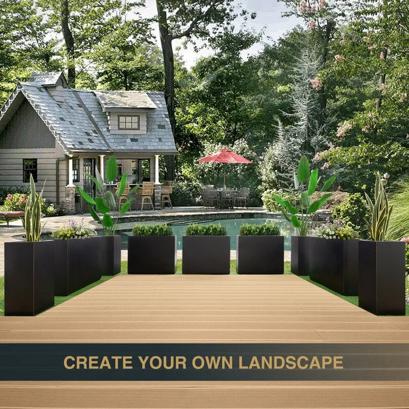 Jardinière Métallique Haute pour Plantes d'Extérieur, 38 po L x 10 po l x 30 po H, Longue et Haute Jardinière en Métal - 38x30x10