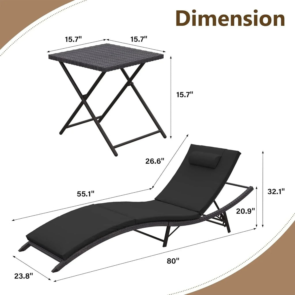 Ensemble de 3 chaises longues d'extérieur Kullavik