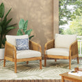 Ensemble de fauteuils de club en bois d'acacia et osier Jabe Outdoor de Christopher Knight Home