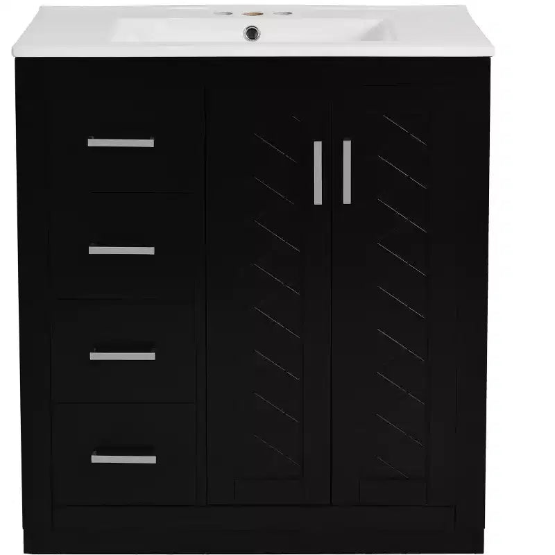 Meuble-lavabo simple de 30 po avec armoire et 3 tiroirs – Noir / Bleu / Vert / Indigo / Blanc