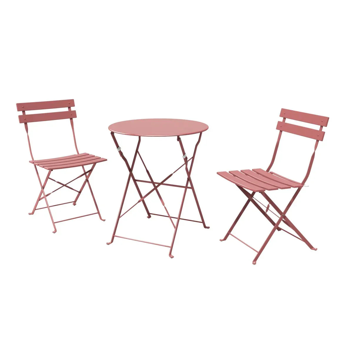 Ensemble bistrot pliant en métal 3 pièces, salon de conversation intérieur/extérieur résistant aux intempéries pour patio, cour, jardin