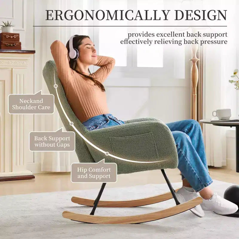 Fauteuil à bascule pour chambre d'enfant, Fauteuil à bascule pour salon pour l'allaitement, Fauteuils d'appoint confortables pour chambre à coucher, Fauteuils rembourrés en peluche Teddy pour l'intérieur