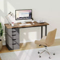 Bureau d'ordinateur de 119 cm avec 5 tiroirs de rangement, table d'étude/d'écriture réversible de style rustique moderne, poste de travail de bureau à domicile pour petits espaces