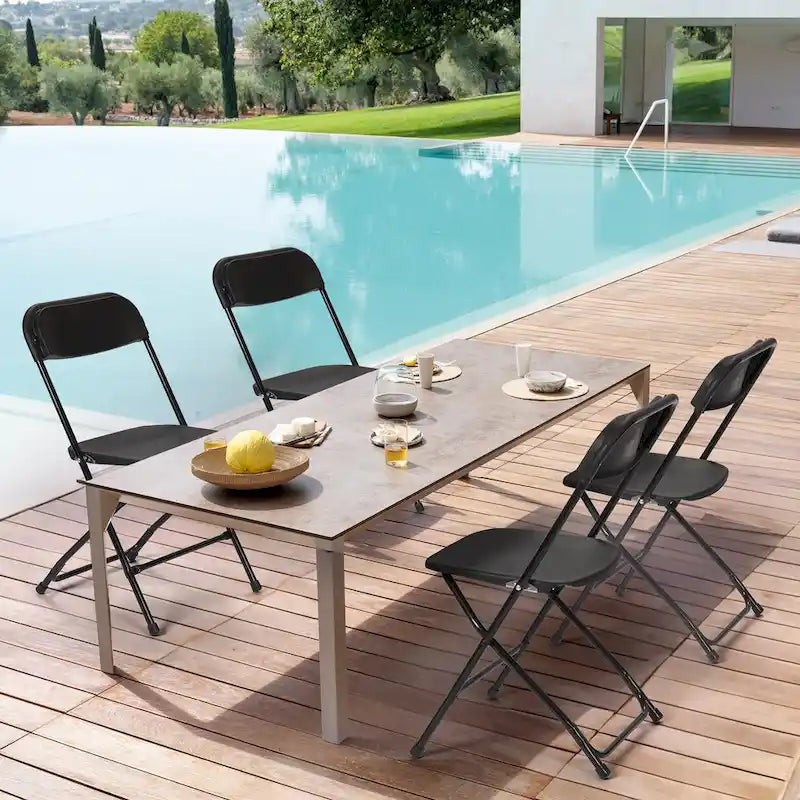 Chaise pliante en plastique, lot de 10, capacité de 158 kg pour événements, bureau, mariage, fête, pique-nique, cuisine, salle à manger