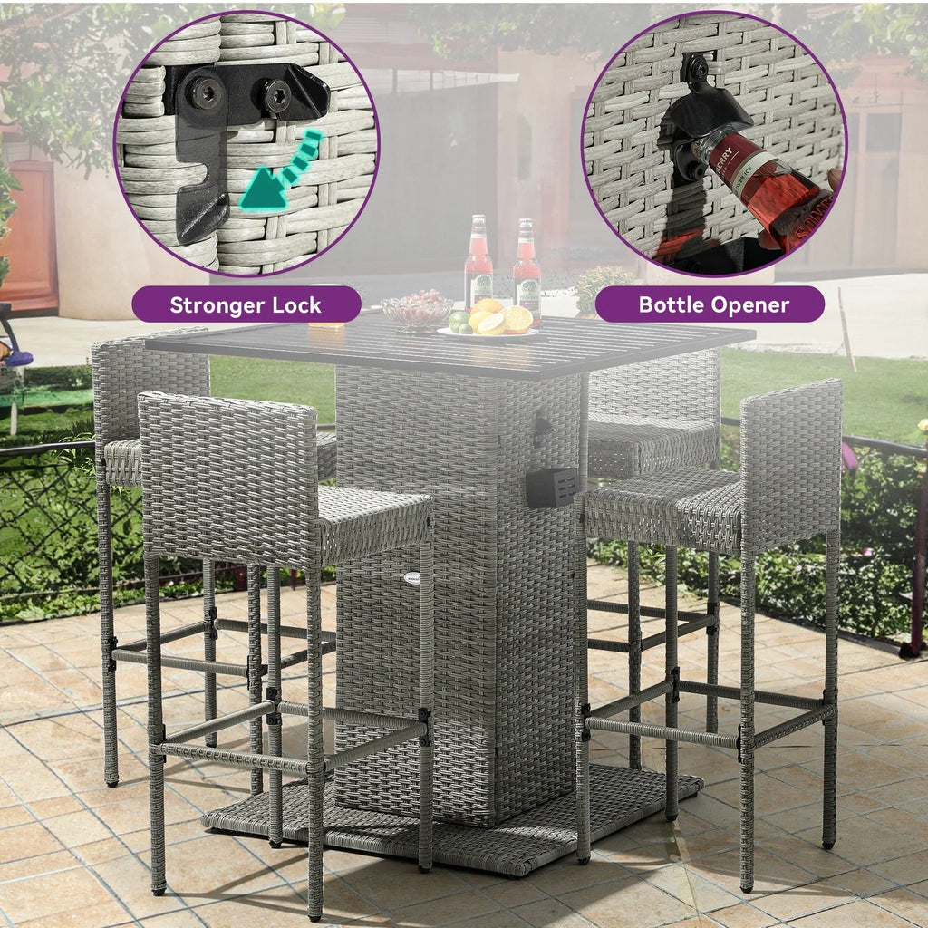 Ensemble de bar extérieur en osier Moasis 5 pièces - 5 PCS