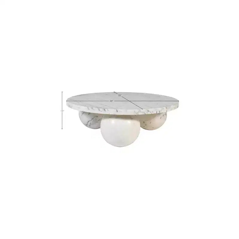 Table basse ronde en marbre avec pieds sphériques, multicolore, 4-6 places