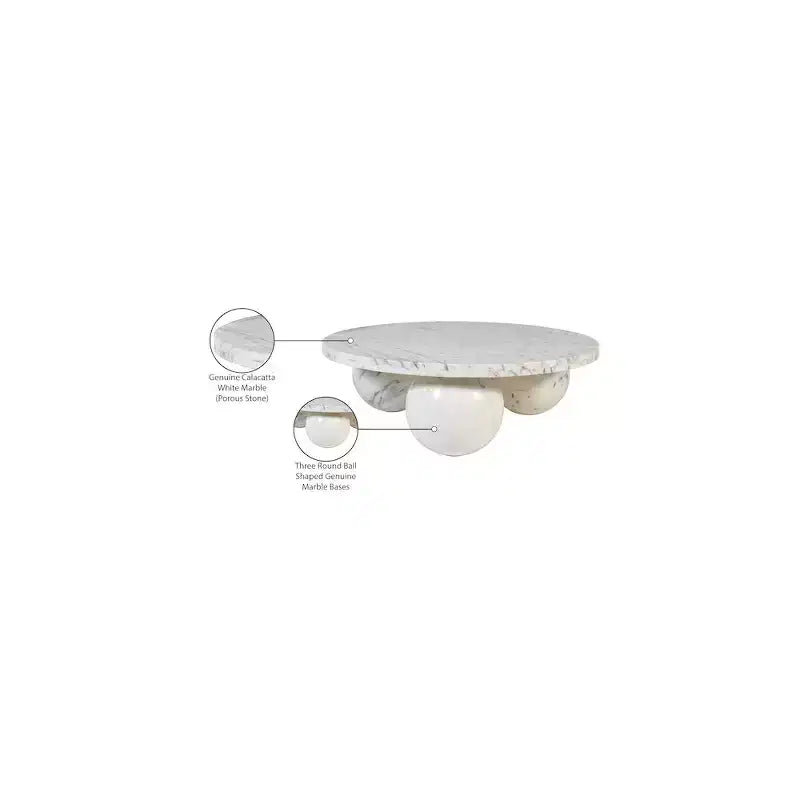 Table basse ronde en marbre avec pieds sphériques, multicolore, 4-6 places