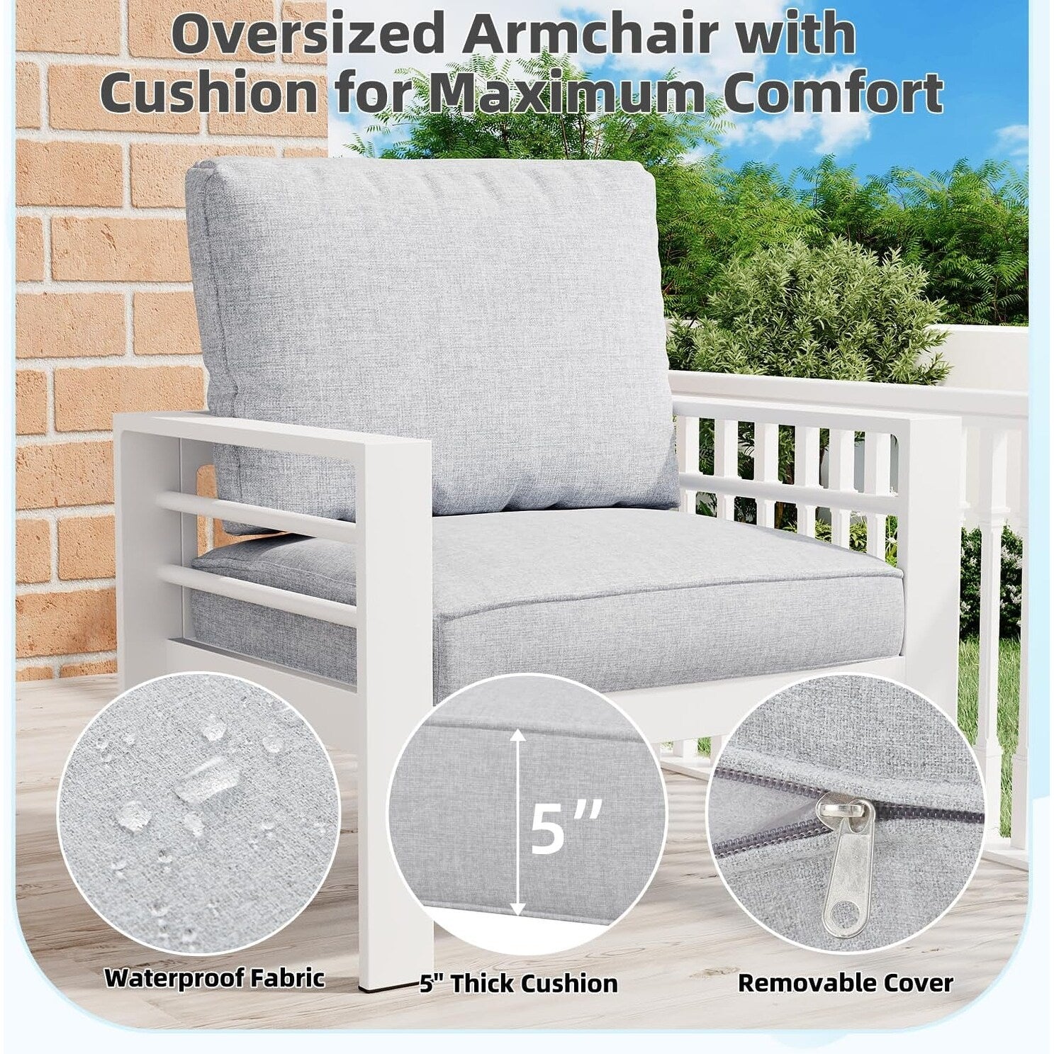 AECOJOY Ensemble de 7 Meubles de Jardin en Aluminium pour Extérieur
