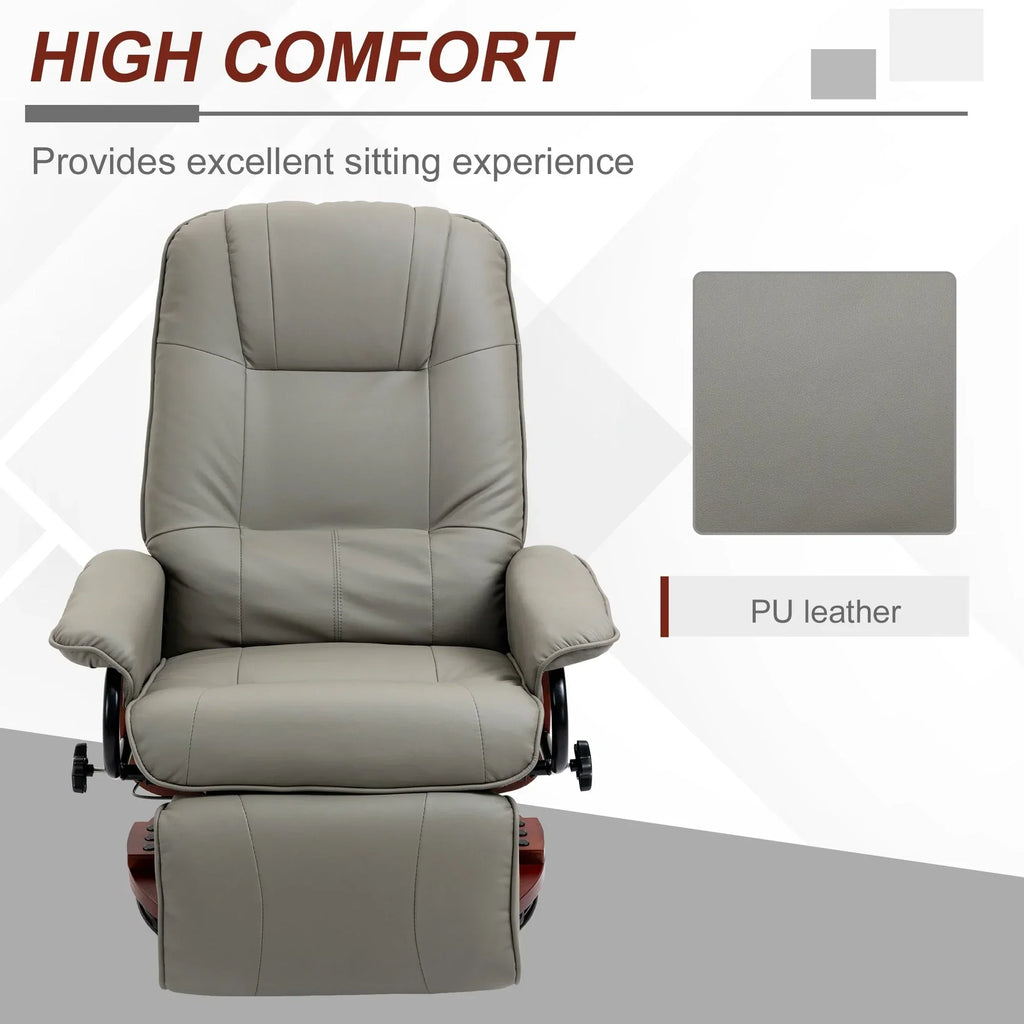 Fauteuil inclinable manuel pivotant en similicuir HomCom avec repose-pieds confortable et relaxant