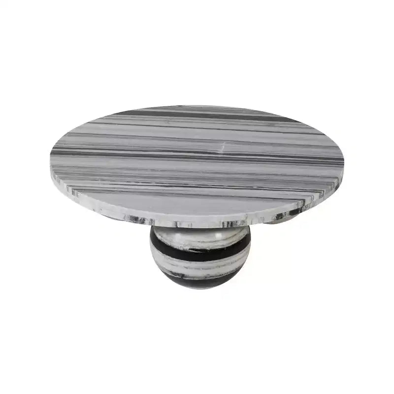 Table basse ronde en marbre avec pieds sphériques, multicolore, 4-6 places