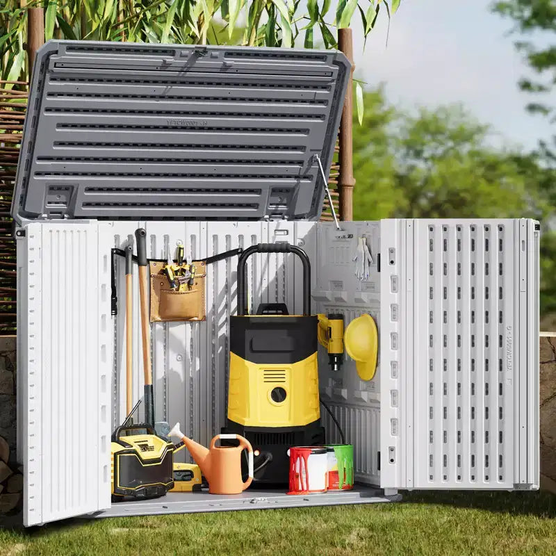 Armoire de rangement d'extérieur, Abri de rangement extérieur en résine étanche, pour poubelles