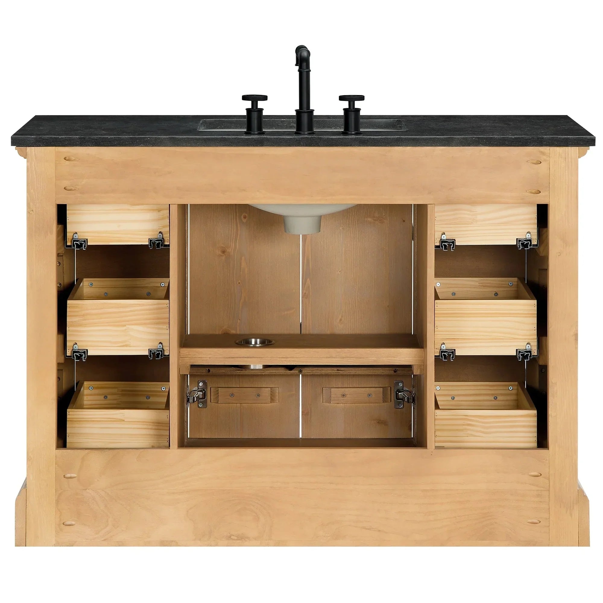 Meuble sous-vasque Hervas avec plateau en marbre naturel, sans miroir