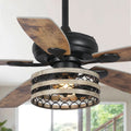 Ventilateur de plafond 52" Farmhouse Driftwood avec 5 pales, cage noire et télécommande