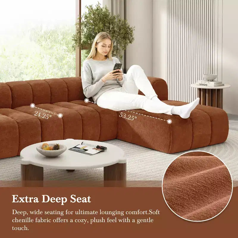 Canapé d'angle moderne Christopher Knight Home Keri 122 en mousse haute densité avec dossier bas