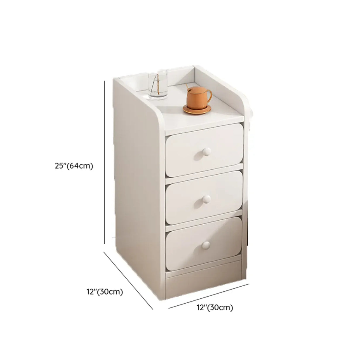 Table de chevet simple en bois naturel blanc à 2 tiroirs