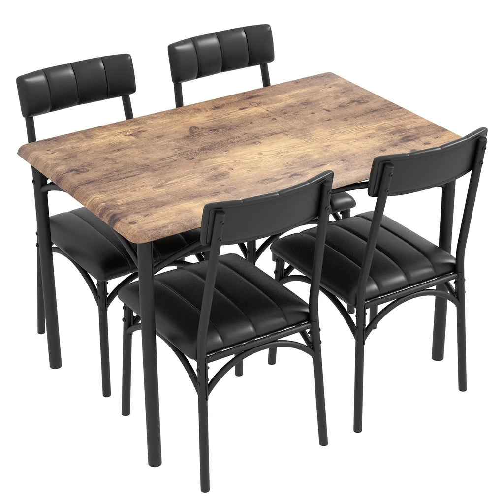 Ensemble table de salle à manger rectangulaire pour 4 avec chaises rembourrées