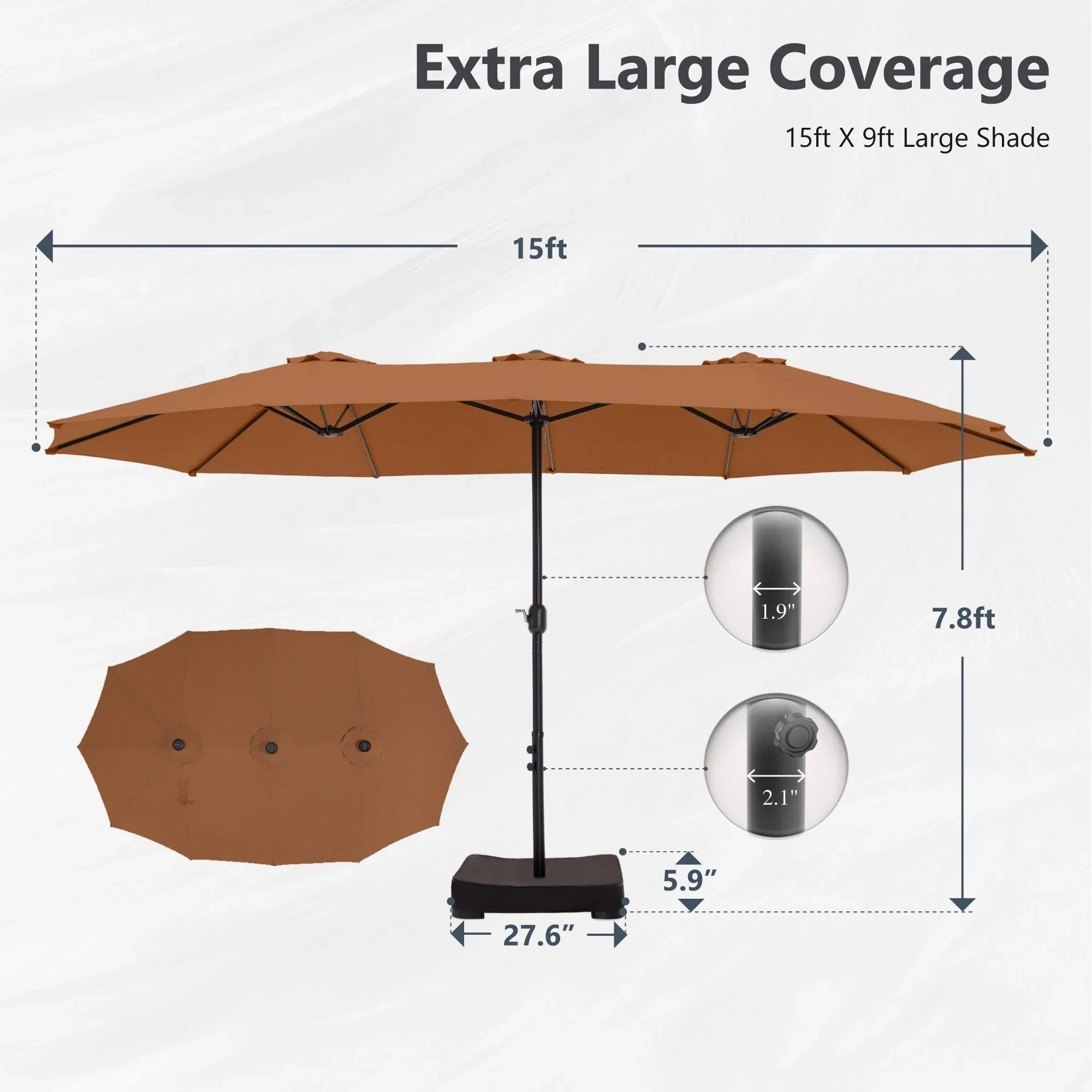 MAISON ARTS Grand Parasol Double Face de 4,5 m avec Base Incluse pour Patio