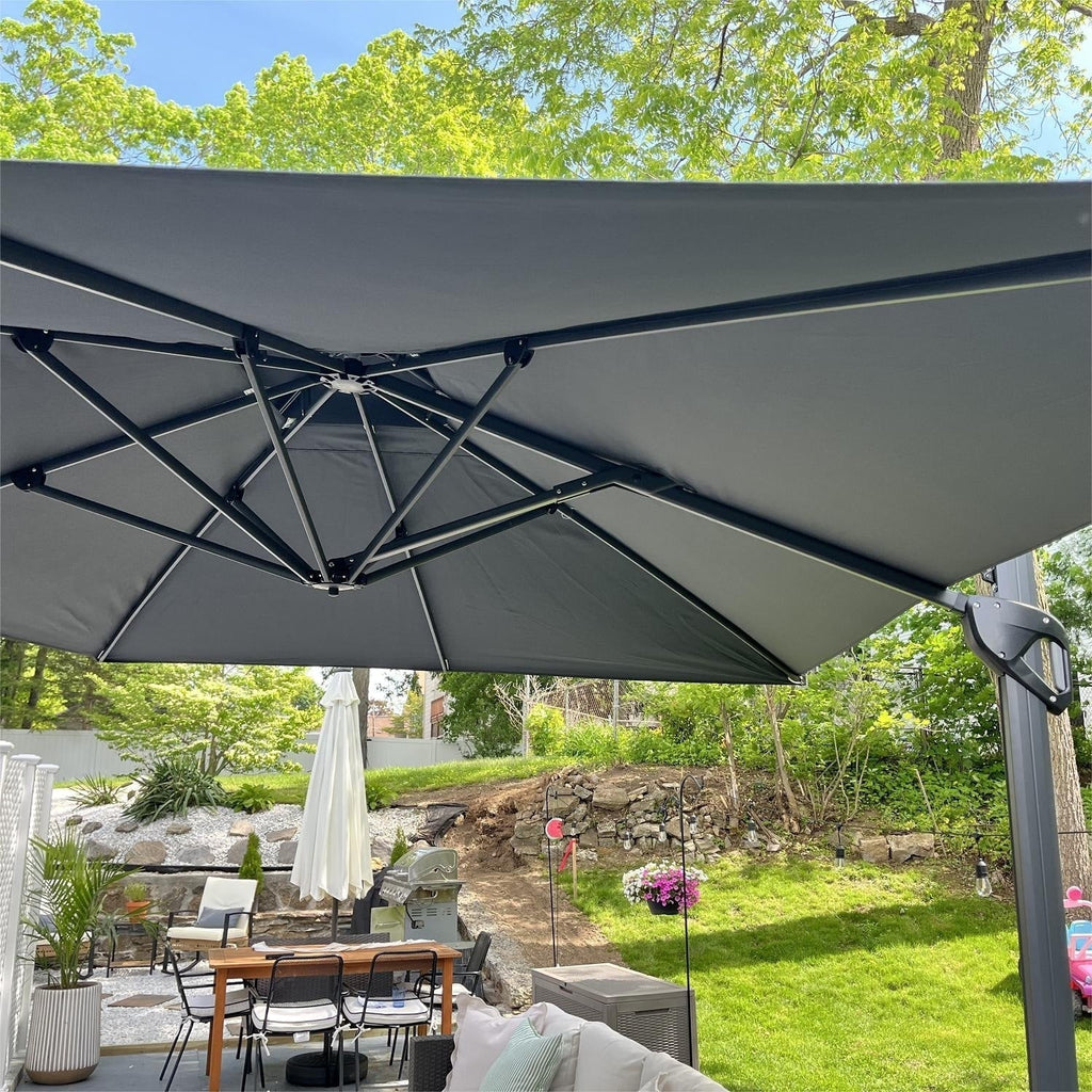 MAISON ARTS Parasol déporté hydraulique automatique 3,6 m avec mât en aluminium et rotation à 360 degrés