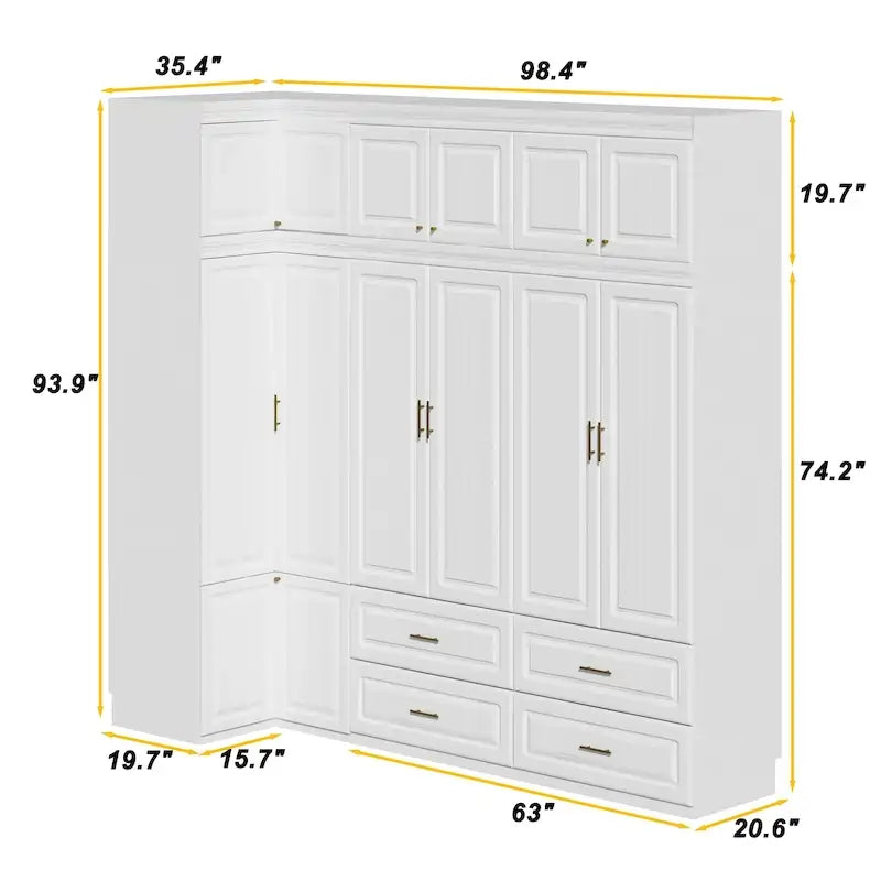 93.9H/74.2H Armoires Penderie Placard Rangement avec Tiroirs