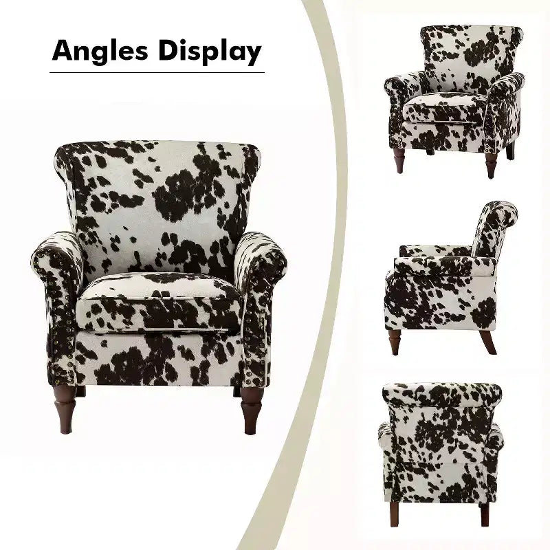 Fauteuil en bois traditionnel Araceli, rembourré à motifs floraux, avec dossier à oreilles et garniture cloutée | ART OF LIVING DESIGNS