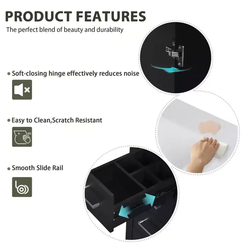 Meuble-lavabo simple de 30 po avec armoire et 3 tiroirs – Noir / Bleu / Vert / Indigo / Blanc