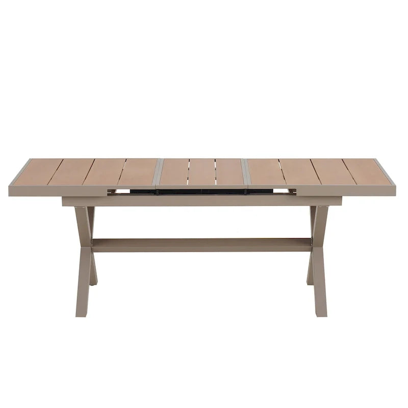 Ensemble de salle à manger d'extérieur extensible 7 pièces avec table extensible et 6 fauteuils