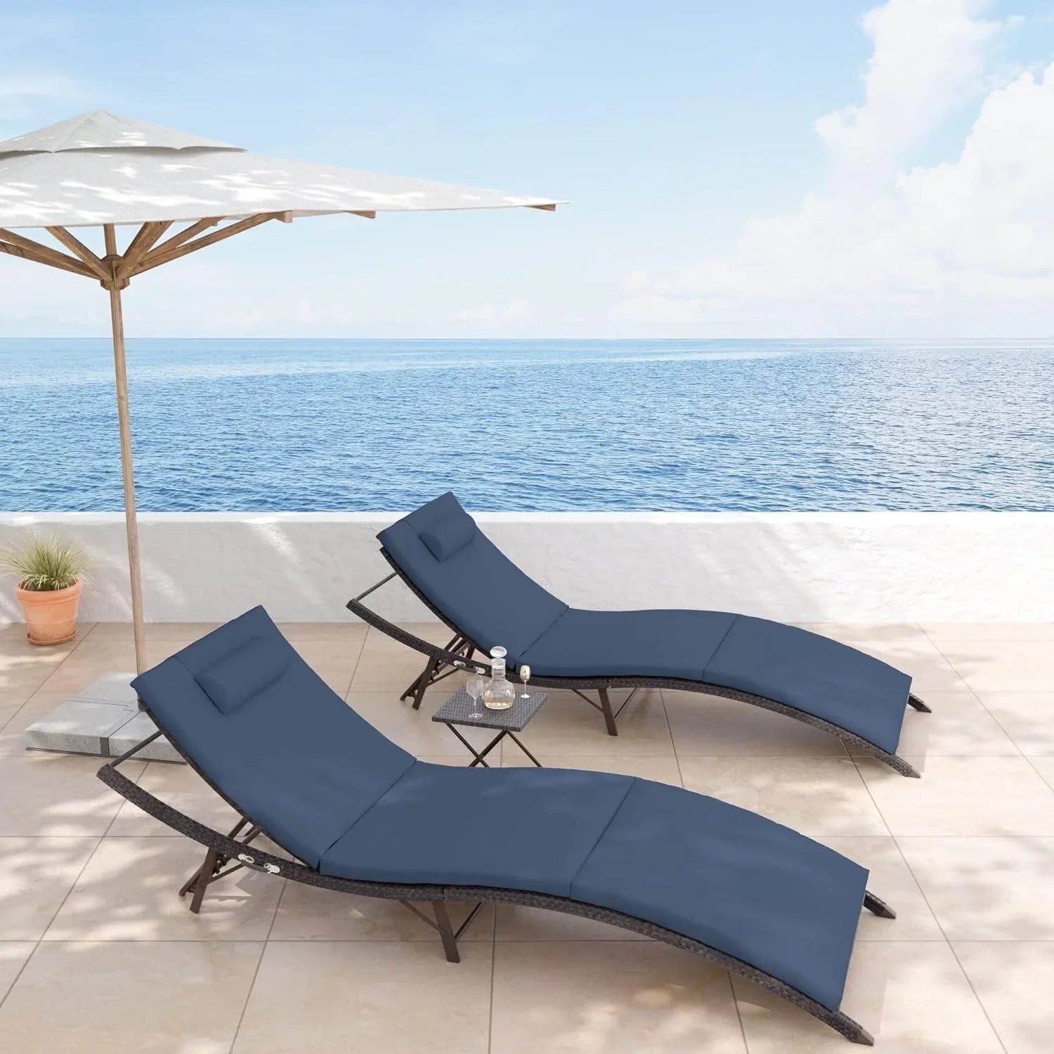 Ensemble de 3 chaises longues d'extérieur Kullavik