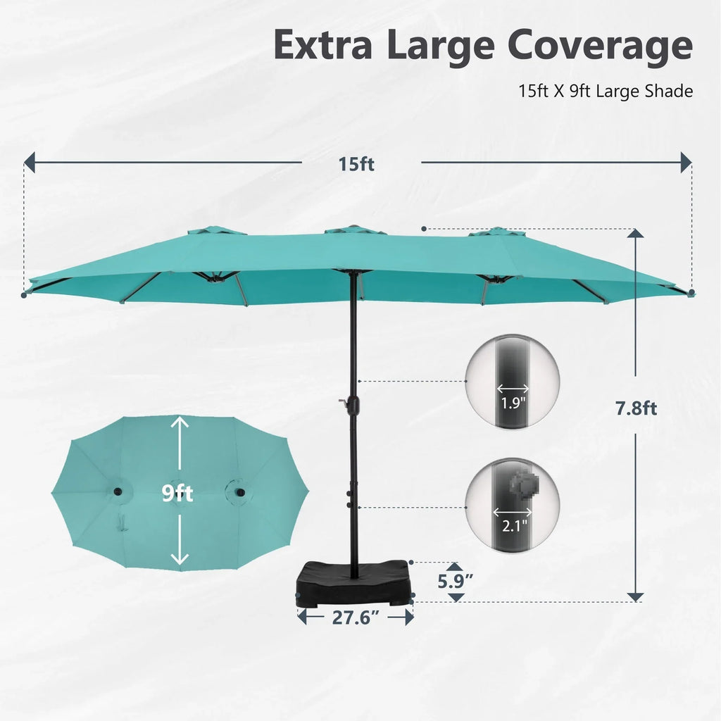 MAISON ARTS Grand Parasol Double Face de 4,5 m avec Base Incluse pour Patio