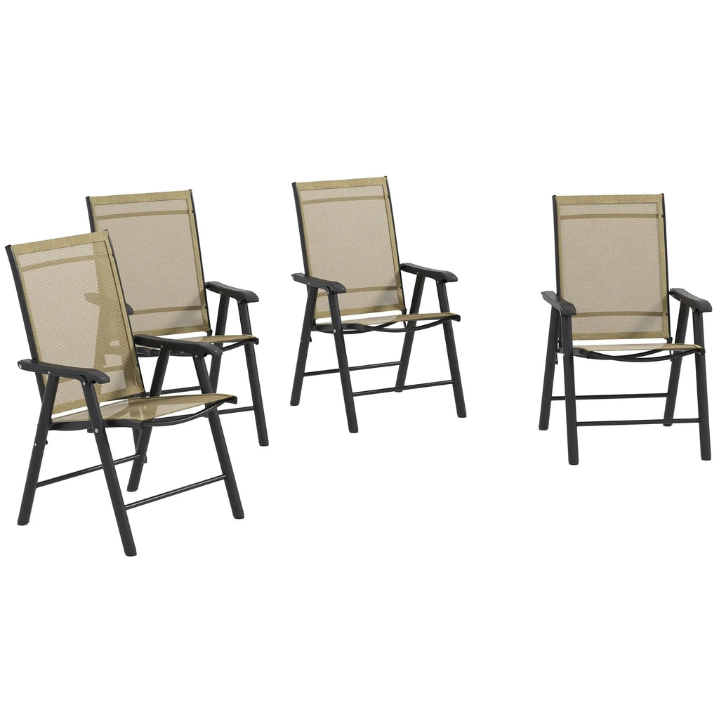 Lot de 4 chaises pliantes Outsunny au design simple et élégant, confortables pour la terrasse, le jardin et les voyages