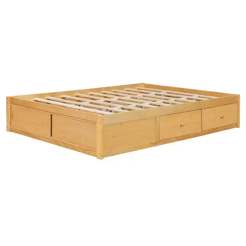Cadre de lit plateforme Whisen Queen avec 4 tiroirs de rangement et rangement dans le pied de lit