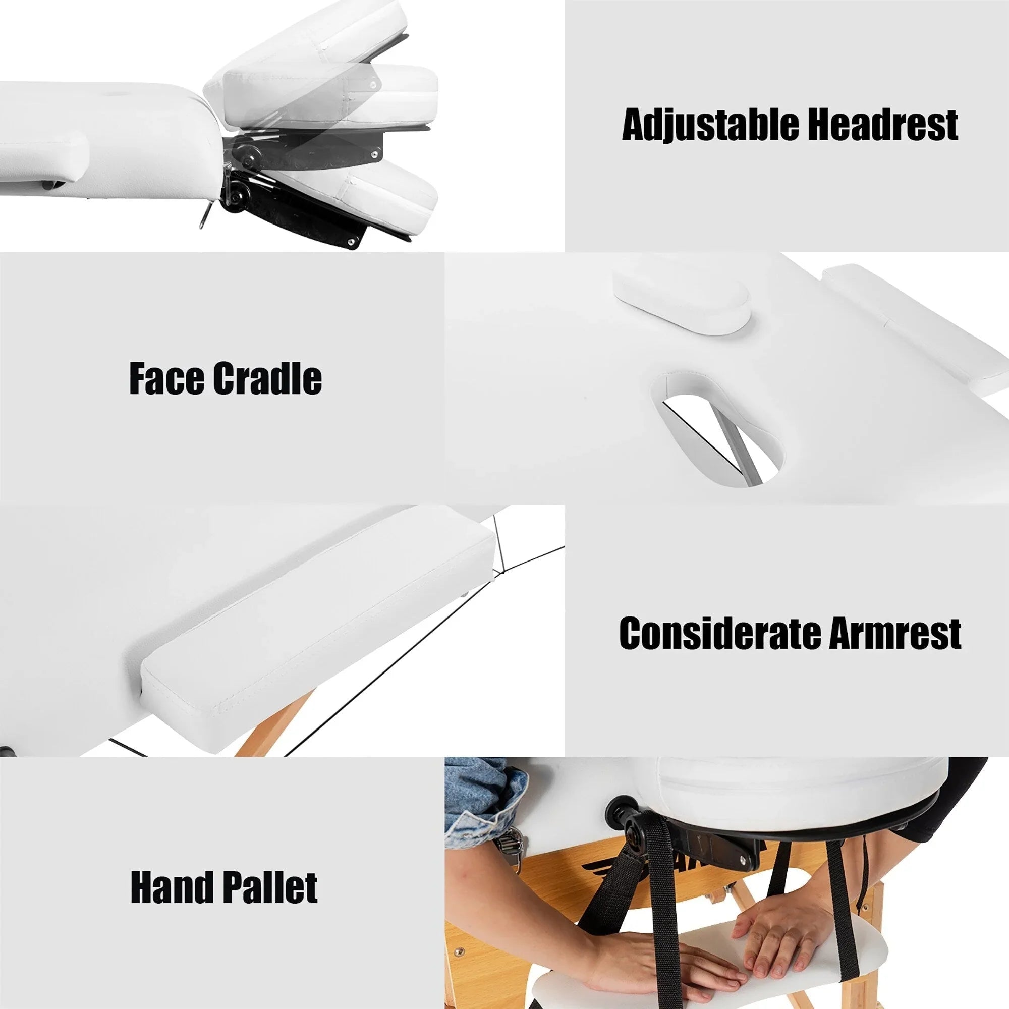 Table de Massage Portable 84L Réglable pour Soins du Visage, Tatouage, avec Housse de Transport