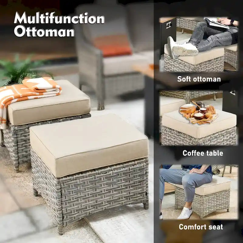 Ensemble de conversation de jardin 9 pièces XIZZI avec fauteuil pivotant