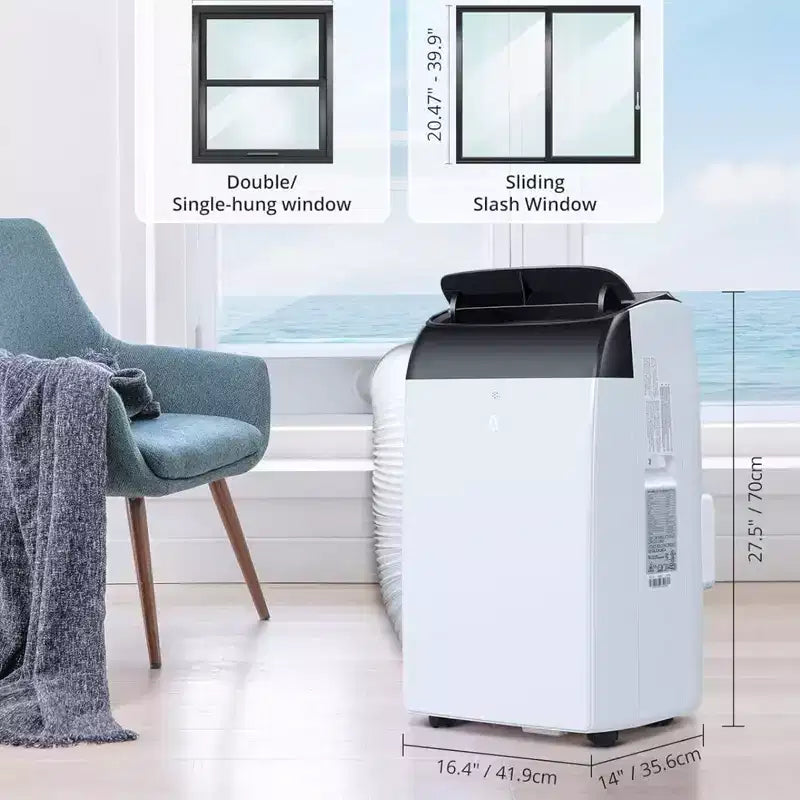 Climatiseur GustoWave 14000 BTU avec télécommande, unité de climatisation portable pour pièces jusqu'à 70 m², blanc/noir