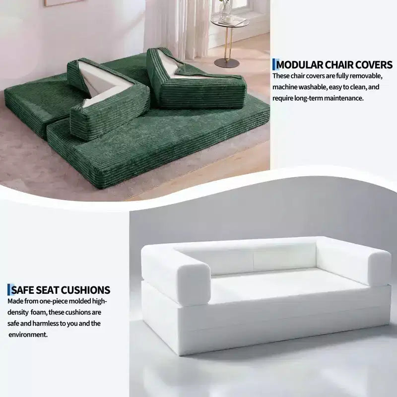 Canapé-Lit Convertible 5-en-1 de 80,7 po – Velours Côtelé, 1200 lb, Aucun Assemblage Requis