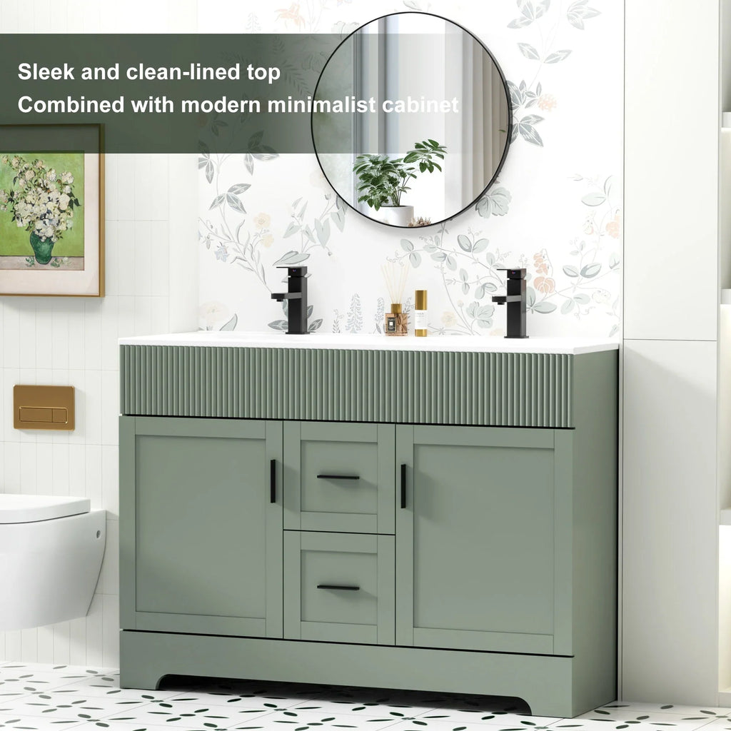 Meuble-lavabo de salle de bain Wavy Line 30/36/48 avec évier et robinet