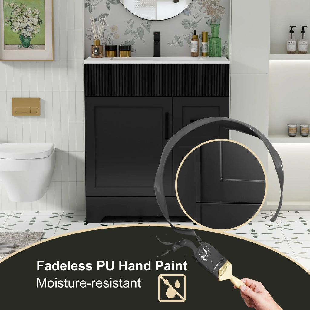 Meuble-lavabo de salle de bain Wavy Line 30/36/48 avec évier et robinet