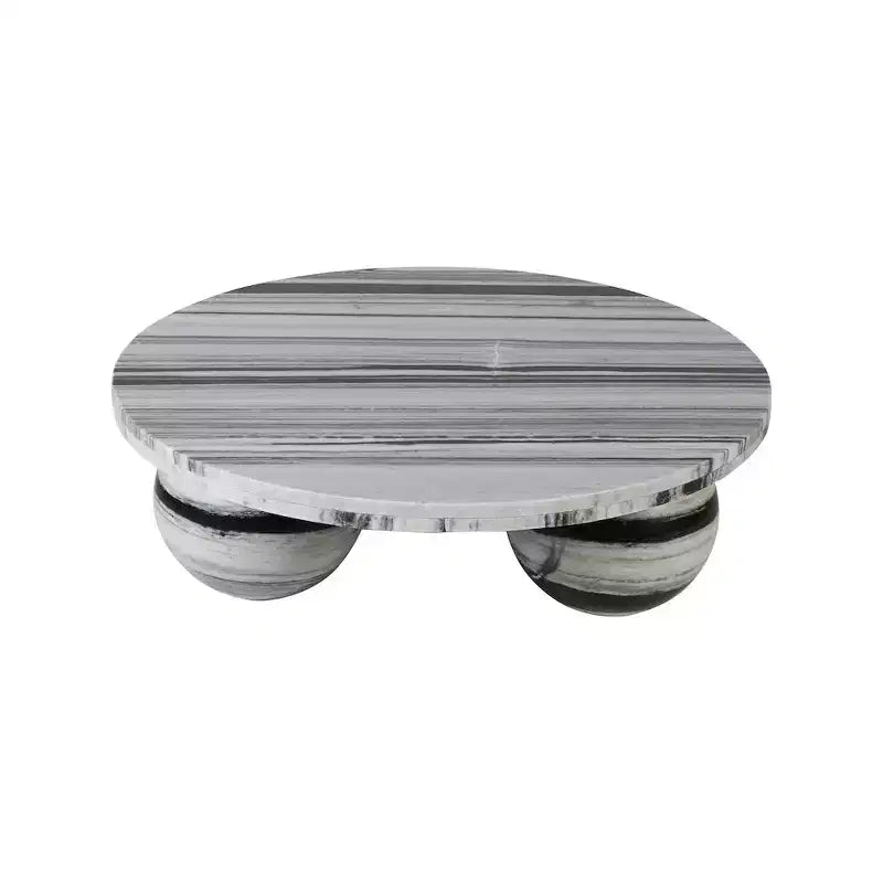Table basse ronde en marbre avec pieds sphériques, multicolore, 4-6 places