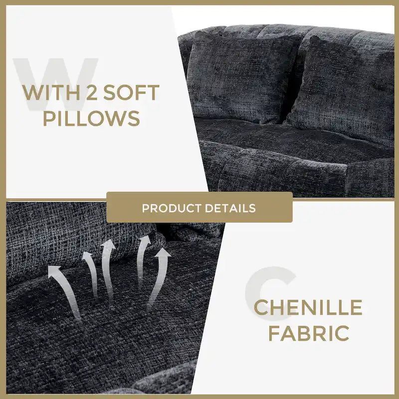 GDFStudio - Canapé paresseux 2 places en chenille Laurel avec mousse haute densité et confort surdimensionné
