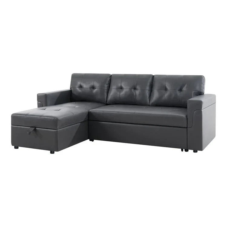 Canapé d'angle réversible convertible avec lit gigogne, méridienne de rangement et pieds durables