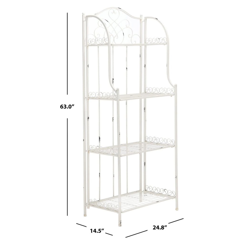 SAFAVIEH Bryn Étagère de boulanger d'extérieur victorienne en fer forgé à 4 niveaux - 63,5 cm l x 38,1 cm P x 160 cm H - 25L x 15P x 63H